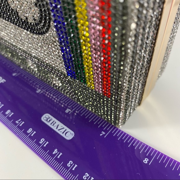 Insanely cool rhinestone covered box clutch “80s Rock” NEW - Picture 4 of 6